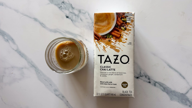 Classic chai latte on marble surface