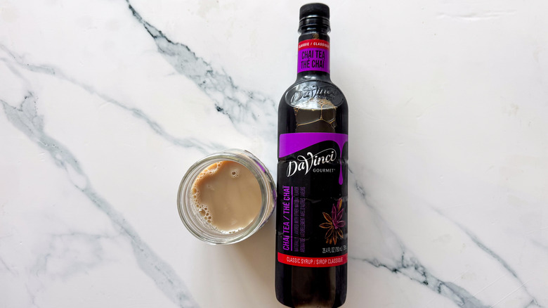 DaVinci Gourmet syrup on marble background