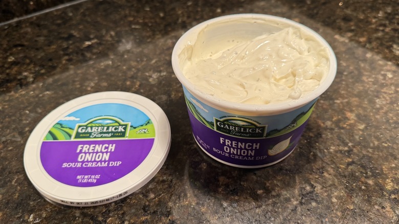 Garelick Farms French onion dip on countertop