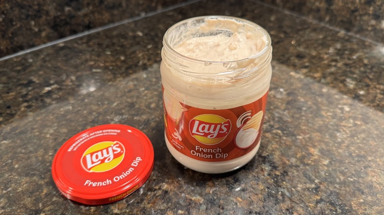 Lay's French onion dip on countertop