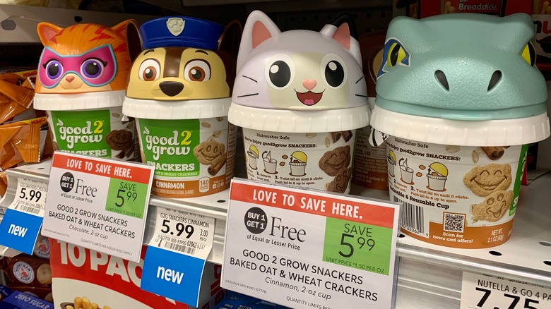 A BOGO price tag for a kid's snack cracker