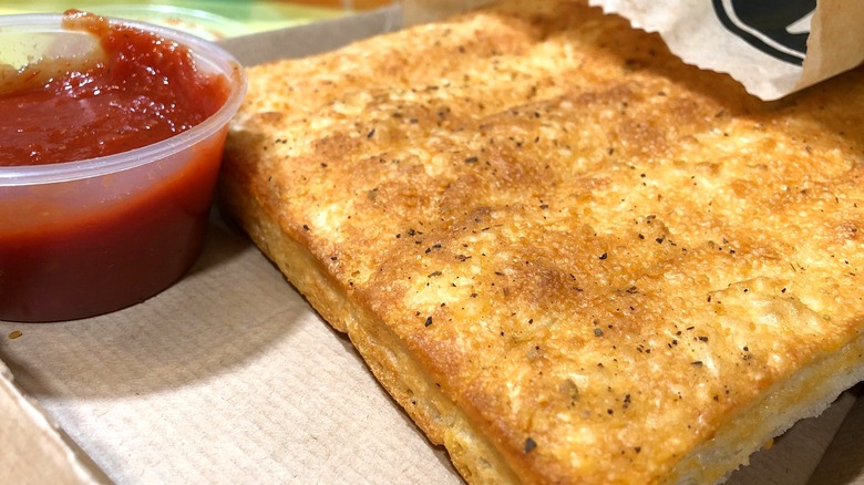 Pizza Hut breadsticks with marinara sauce