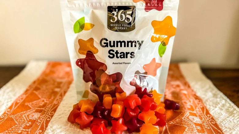 A bag of 365 by Whole Foods Market vegan gummy stars