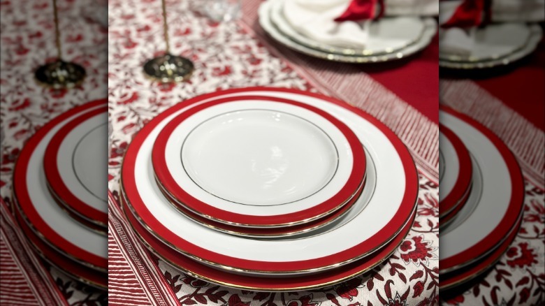 Painted dishes with gilded edging