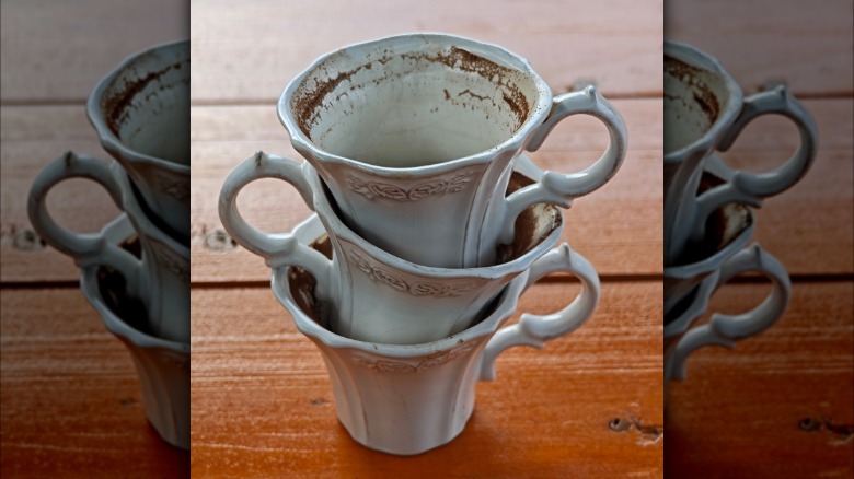 vintage mugs with severe staining and discoloration