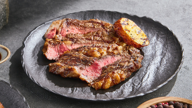 Luxurious grilled Bavette steak on plate