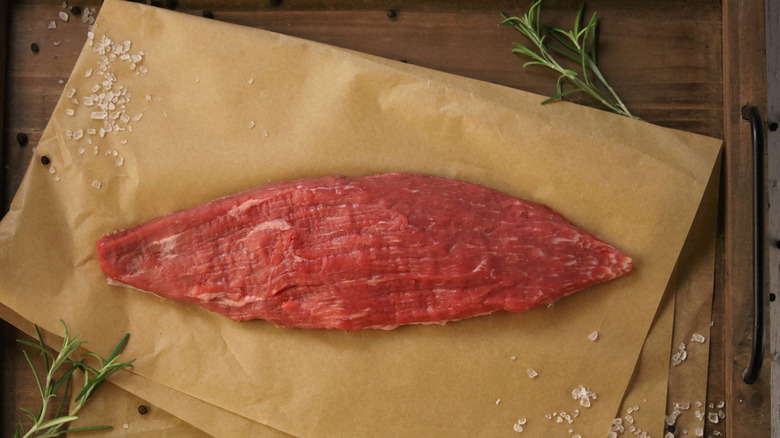 Raw Teres Major steak on paper