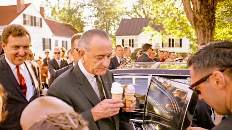 Lyndon Baines Johnson stops for some ice cream in Maine
