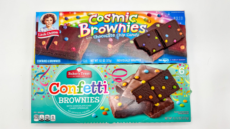 Brownie boxes on on a white surface