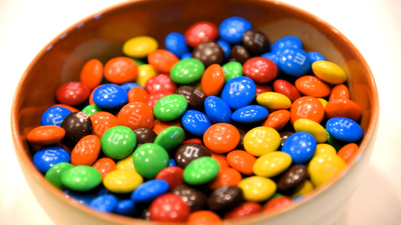 Bowl of milk chocolate M&Ms