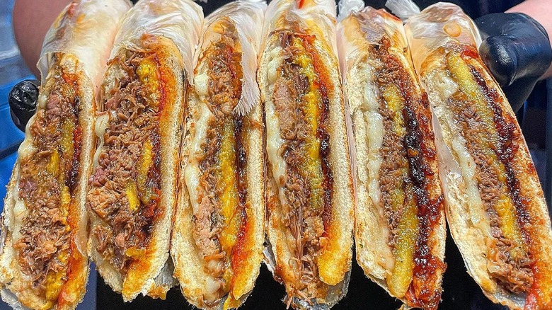 Row of madurito sandwiches from Tinta y Cafe coffee shop.