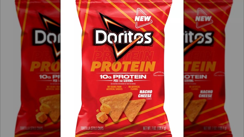 A bag of Doritos Protein Nacho Cheese