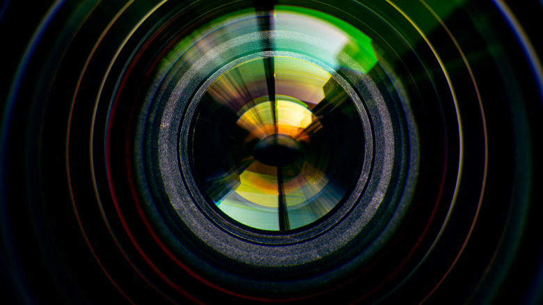 Macro shot of camera lens
