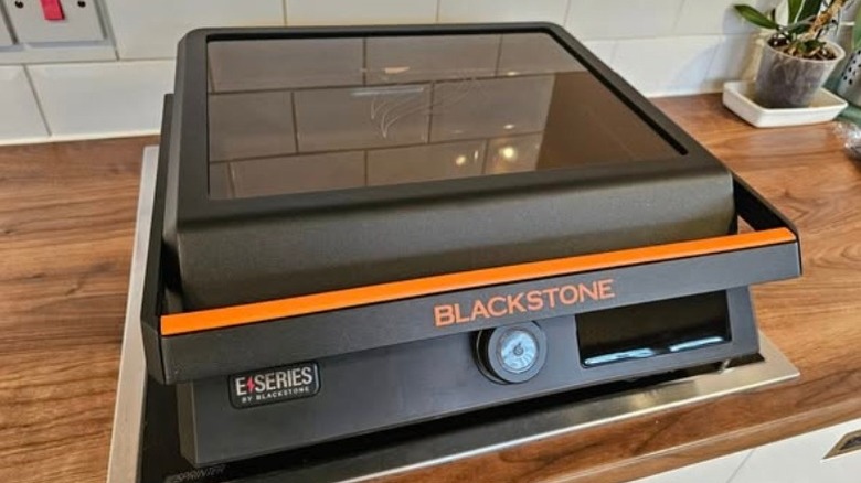 Blackstone E-Series electric Grill on a kitchen countertop