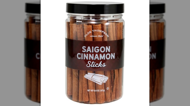 Old Thompson Saigon Cinnamon Sticks in a see-through jar.