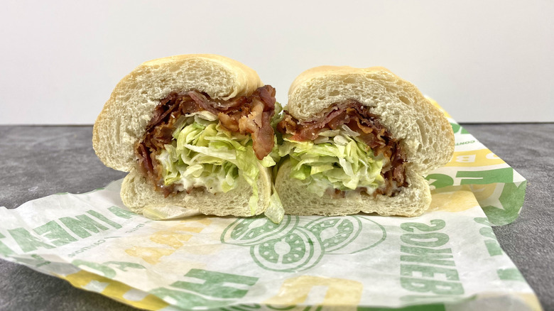 The Subway BLT on top of its paper packaging