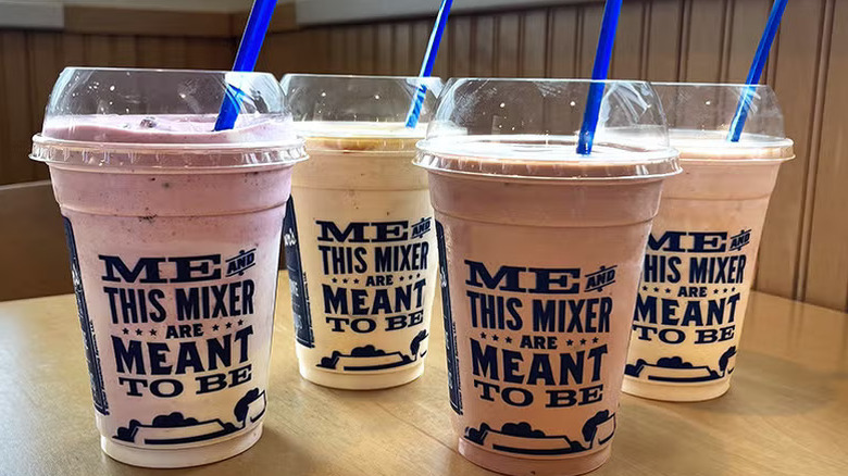 Four Concrete Mixers from Culver's lined up on table