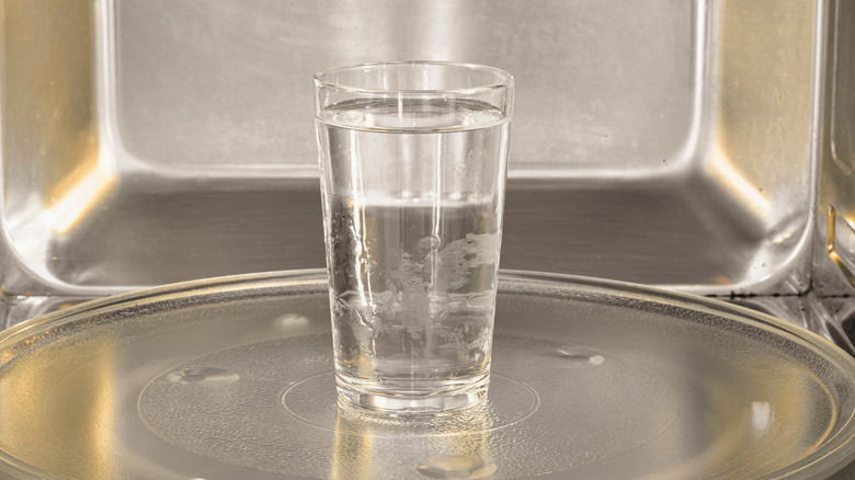 Cup of water in microwave
