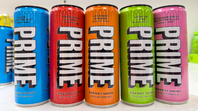 Lineup of different Prime energy drink flavors