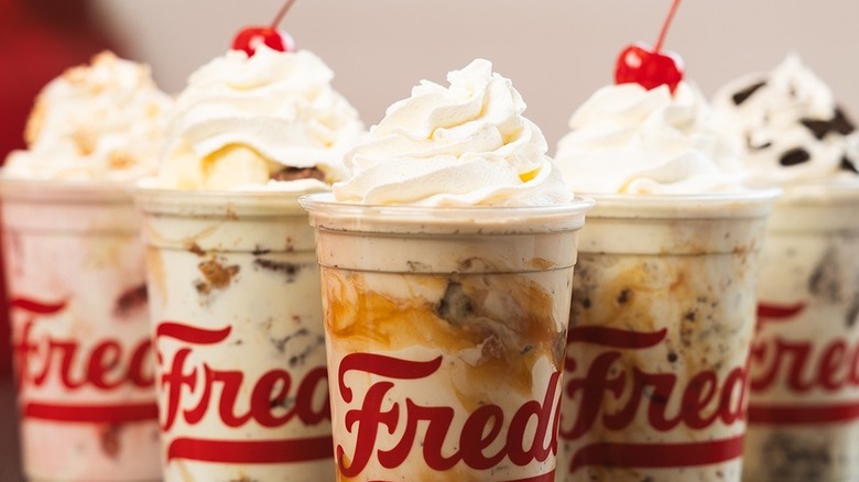 A lineup of concretes from Freddy's Frozen Custard & Steakburgers