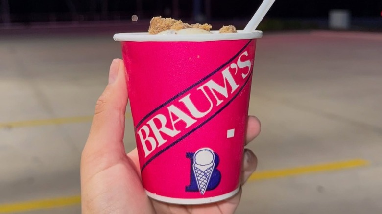 Braum's Ice Cream & Dairy Store cup with spoon