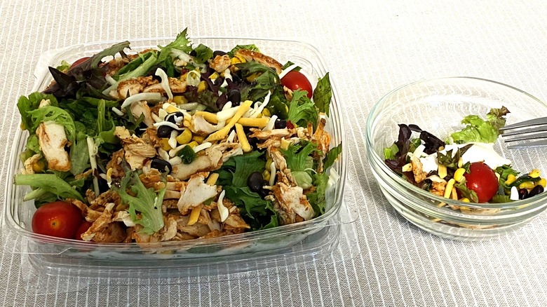a Chick-fil-A Spicy Southwest Salad and sample bowl on a table