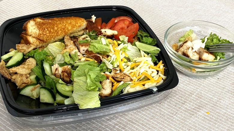 Zaxby's House Zalad on a table with a sample