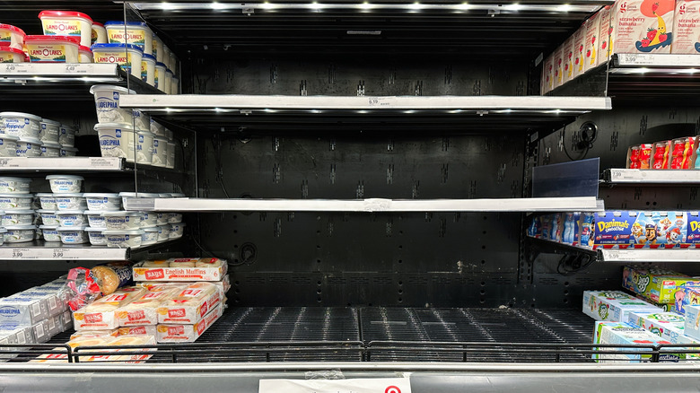 Half-empty shelves at a Target store