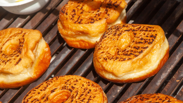 Glazed donuts on the grill