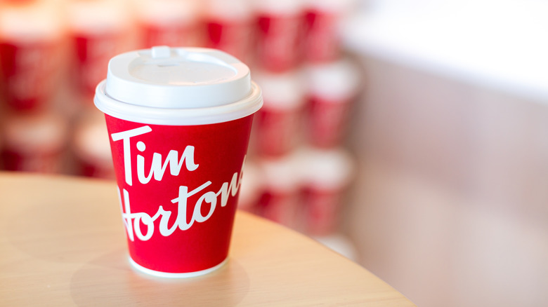 Tim Hortons cup on counter