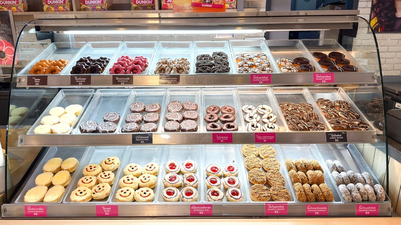 Dunkin' donuts display inside of a store