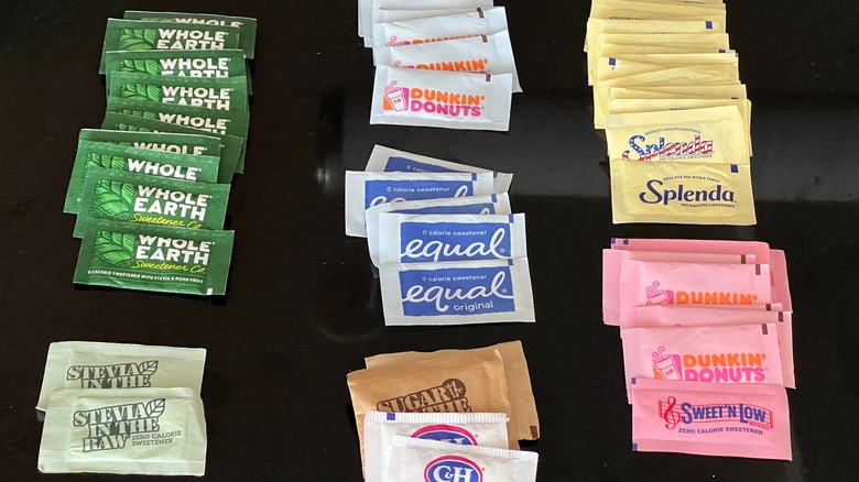 Sweetener packets available at Dunkin