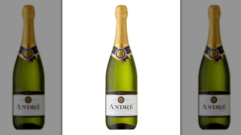 A bottle of Andre Brut, a popular wine for mimosas