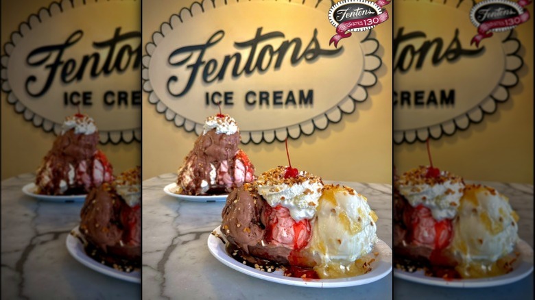 A banana split at Fenton's Creamery