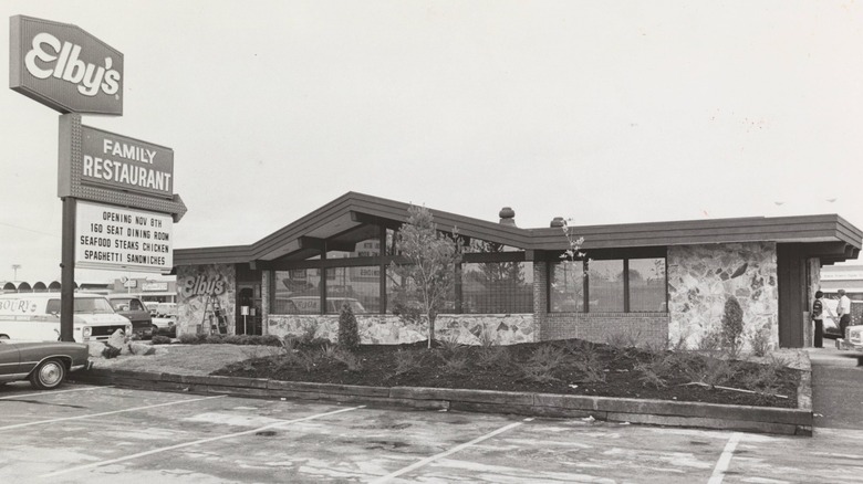 black and white photo of Elby's Family Restaurant