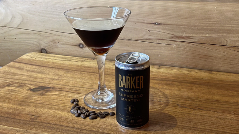 A Barker Company espresso martini poured into a martini glass