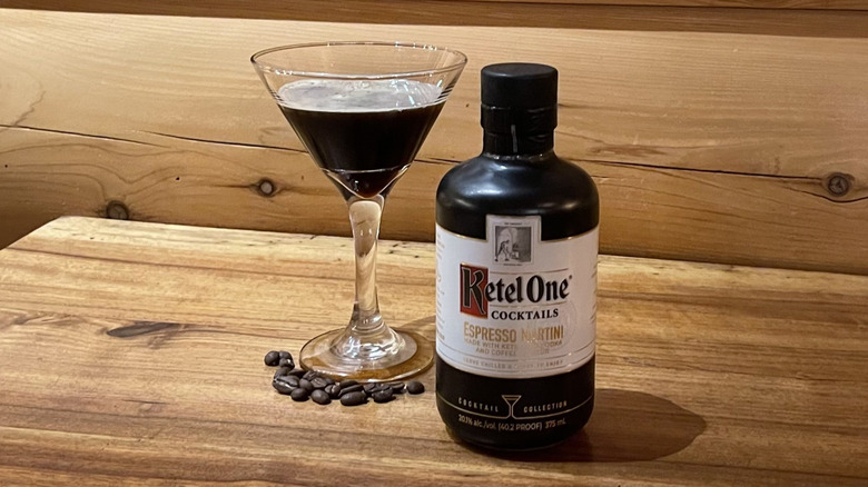 A Ketel One espresso martini poured into a martini glass