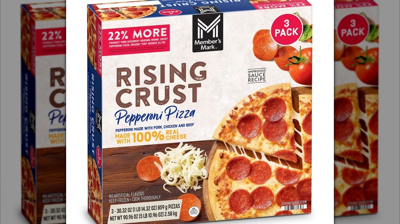 A box of Member's Mark Rising Crust Pepperoni Pizza