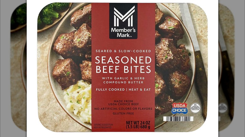 A box of Member's Mark Seasoned Angus Beef Bites