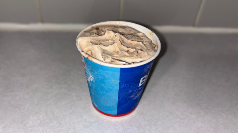 A tan-colored Blizzard with chocolate mixed in