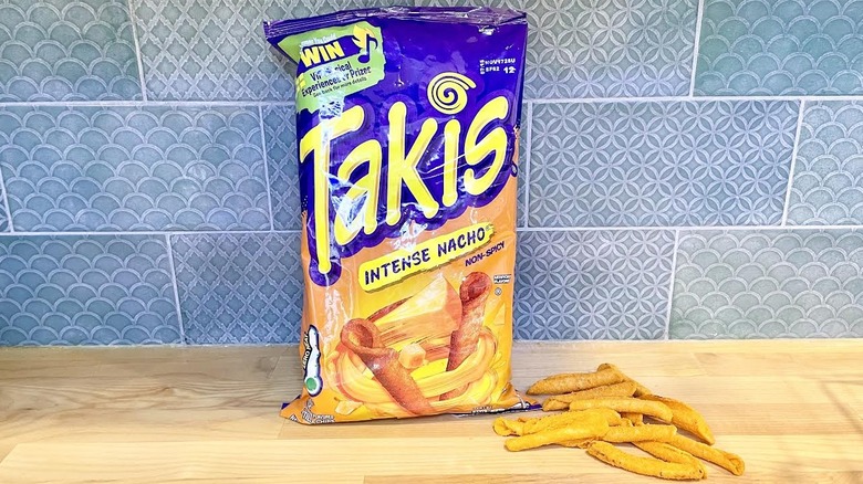 Bag of Takis Intense Nacho with chips