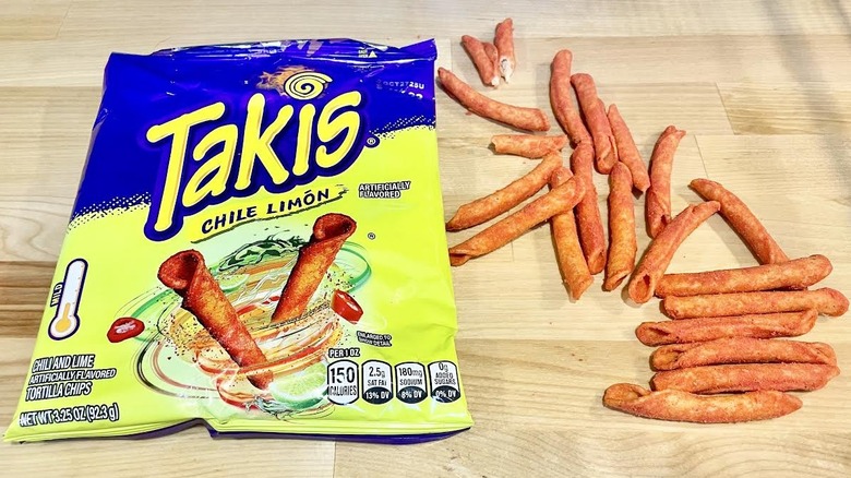 Bag of Takis Chile Limón with chips alongside
