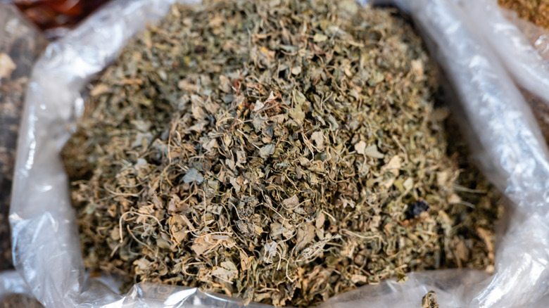 A bag full of dried fenugreek leaves