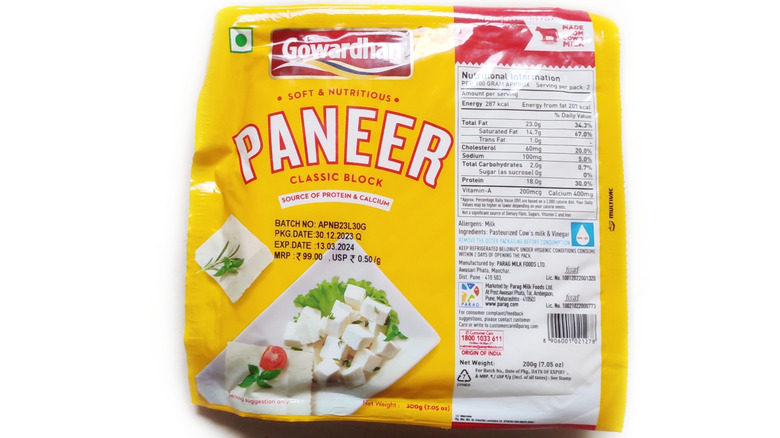A package of pre-made paneer