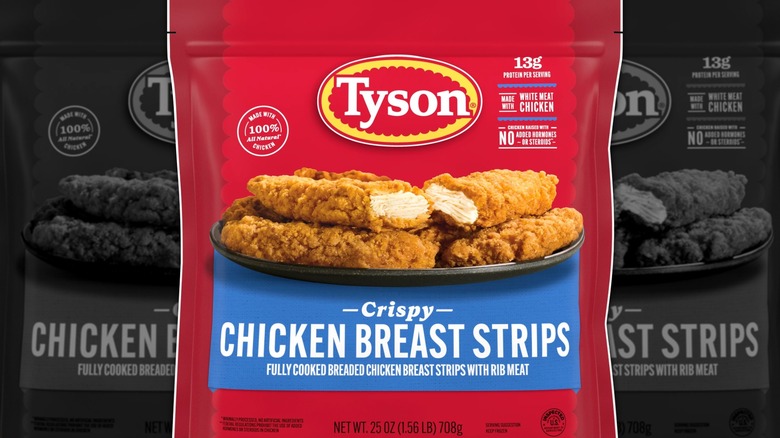 Official packaging of Tyson Fully Cooked Crispy Chicken Strips