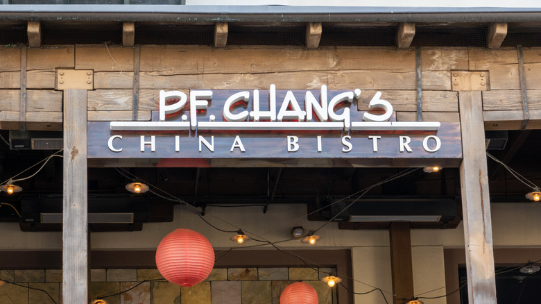 Outside of P.F. Chang's restaurant with signage