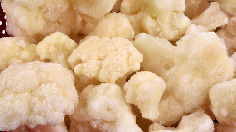 close up shot of frozen cauliflower florets