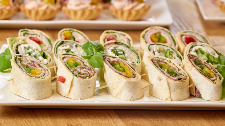 Appetizer plate with pinwheel-style rollups