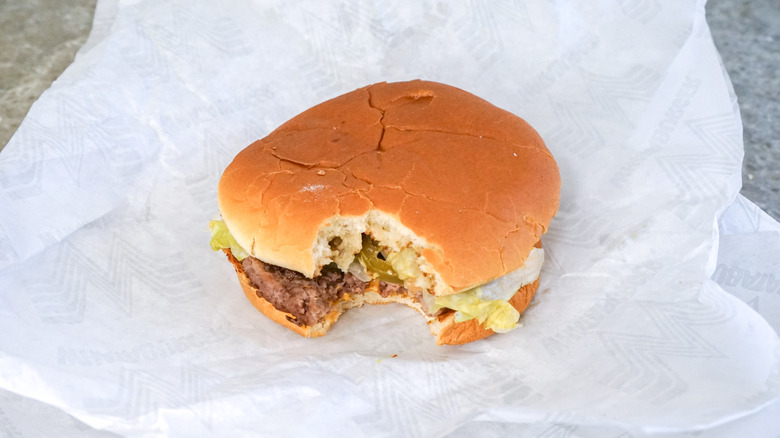 Close-up of Jalapeño & Cheese Whataburger on white wrapper