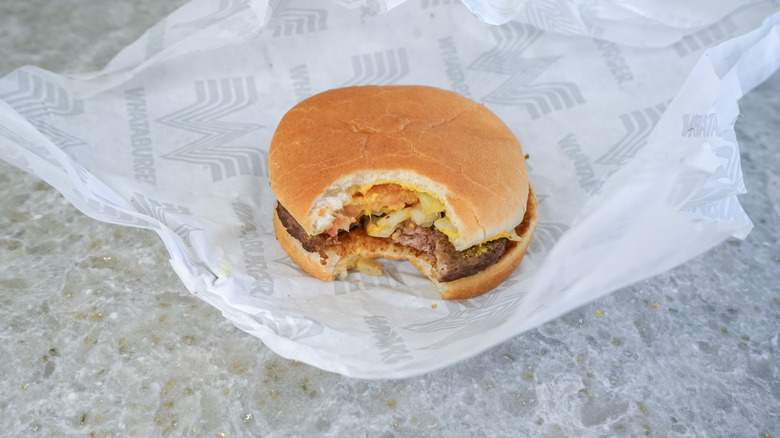 Close-up of Whataburger Jr. on white wrapper